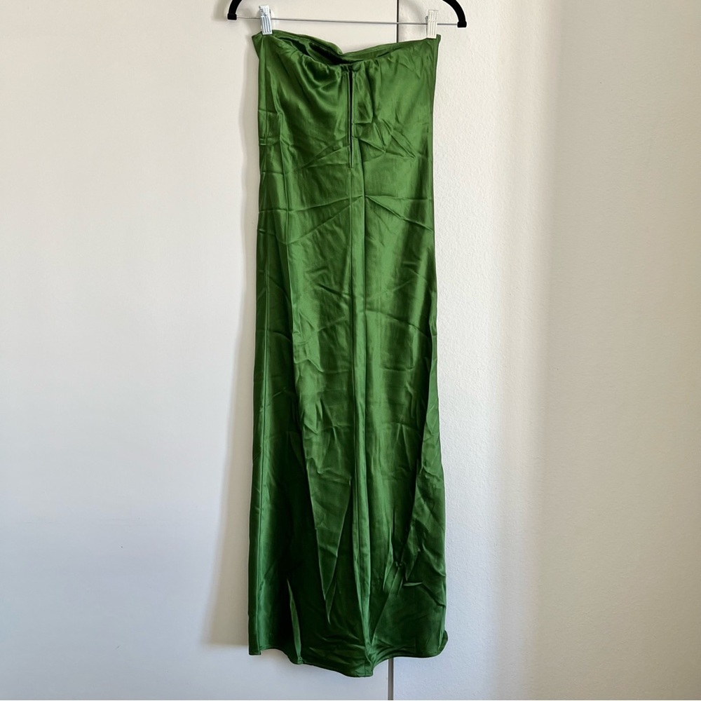 Reformation Emerald Green Satin Strapless Maxi Dress - Picture 7 of 7
